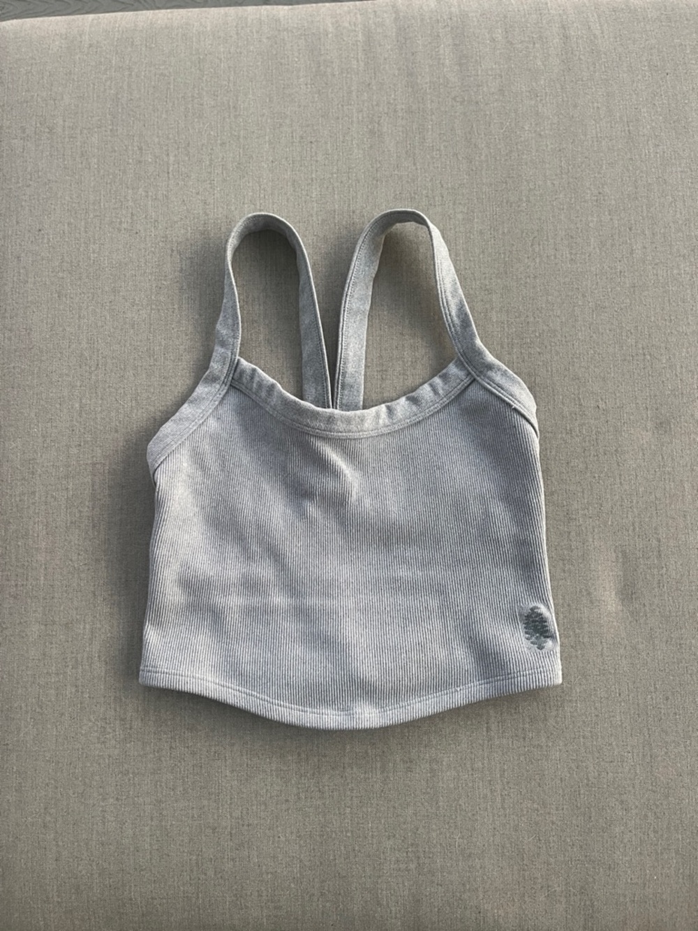 free people Light Gray Ribbed Cropped Tank Top